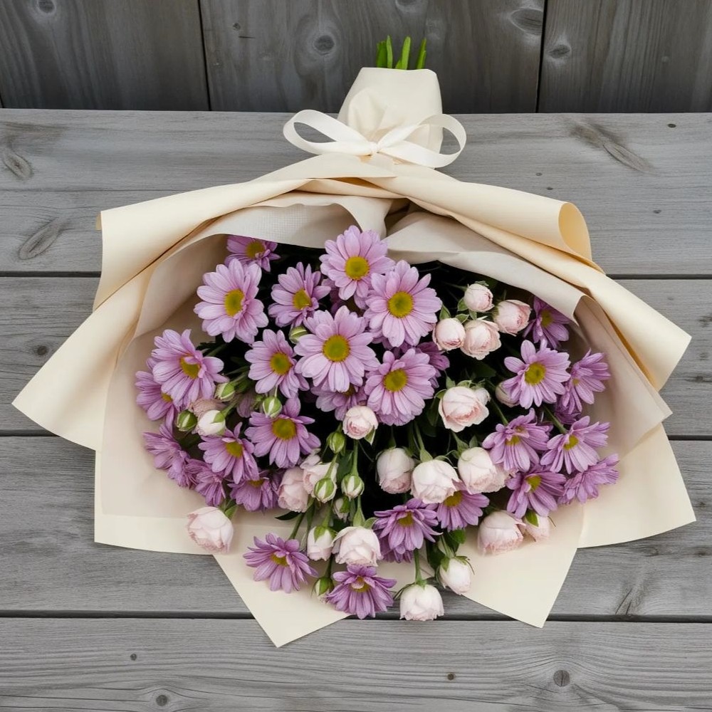 Букет цветов из: Розы и Хризантемы в Сусанино