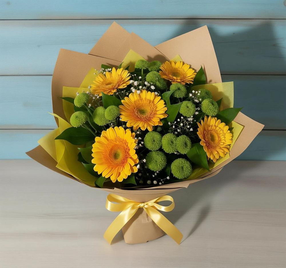 Букет цветов из: Герберы и Хризантемы в Сусанино