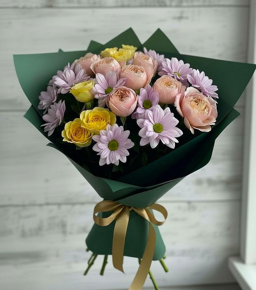 Букет цветов из: Хризантемы и Розы в Сусанино
